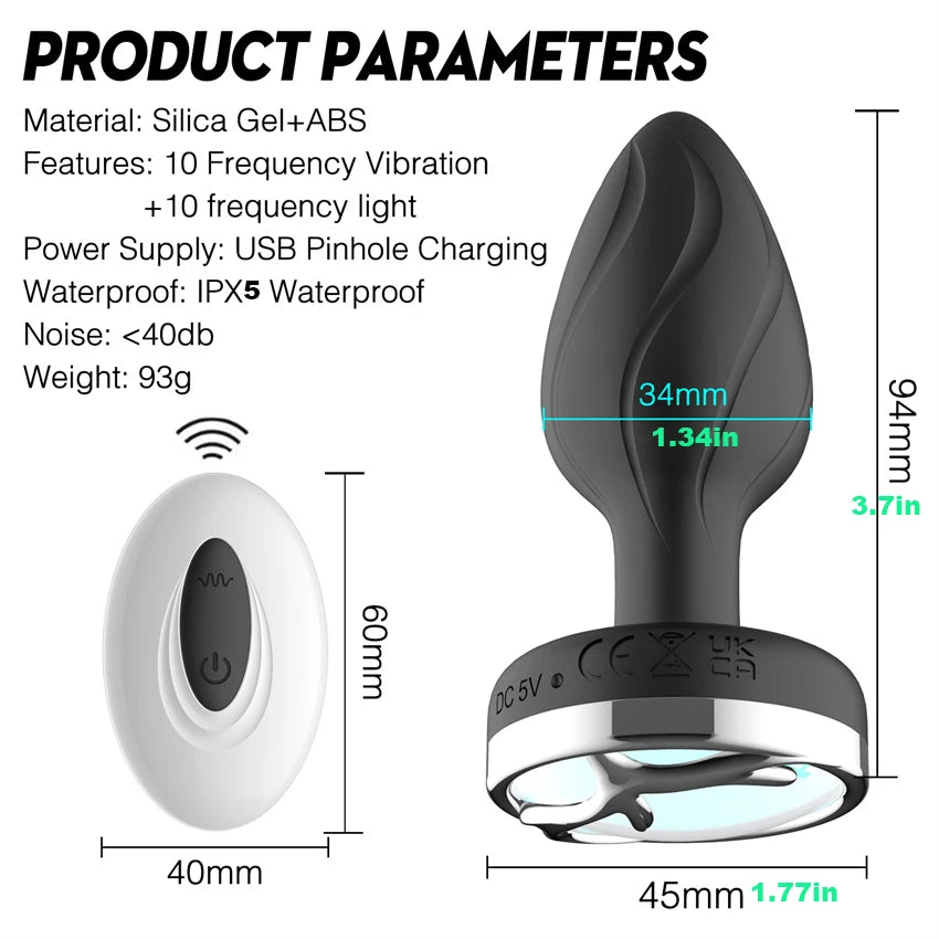 Led Anal Vibrator Plug For Women Men Wireless Remote Sex Toys Male Prostate Massage Vagina Vibrator Anus Butt Plug Adults Goods