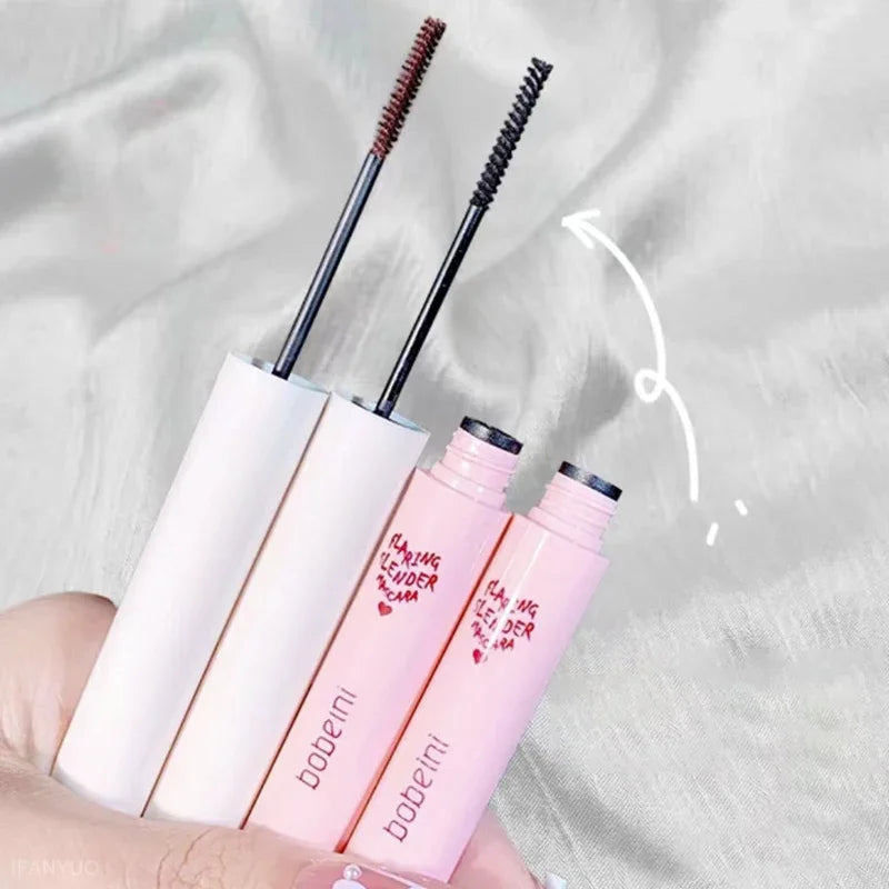 Ultra-Fine Brush Mascara Lasting Waterproof Silk Fiber Curling Lengthens Eyelashes Fast Dry Matte Brown Black Mascara Comestics