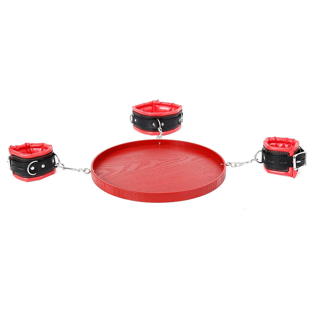 Bondage Toys Adjustable Leather Handcuffs Tray Ankle Cuffs Collar BDSM Restrsaints Erotic Adults Toys Fetish Dog Slave Sex Game