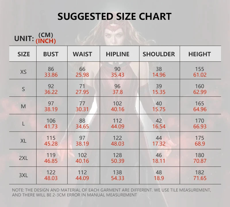 P-Jsmen Female Wanda Maximoff Cosplay Costume Scarlet Witch Headwear Cloak and Pants Full Set Outfit Halloween Accessories Props