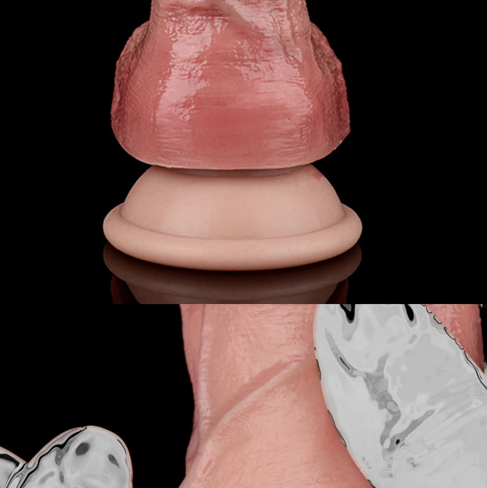 Realistic Skin-Toned Dildo 7.68" with Veins & Balls | Body-Safe Silicone, Strong Suction Cup & Discreet Packaging for Women