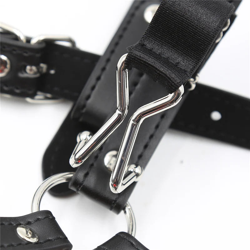 Adult Erotic Games Gag Ball BDSM Bondage Restraints Nose & Mouth Hook Spreader Leather Head Harness Sex Toys For Women Couples