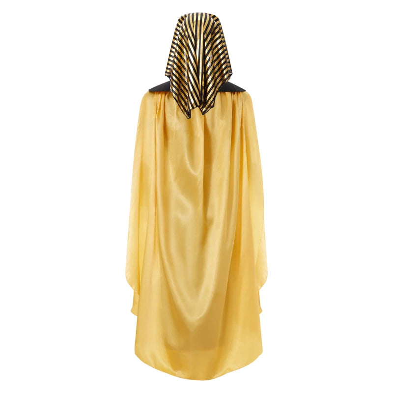Men Egyptian Costume Set 7 Pcs Golden Trim Tank Tops Skirt Arm Sleeves Headwear Necklace Halloween Cosplay Outfits