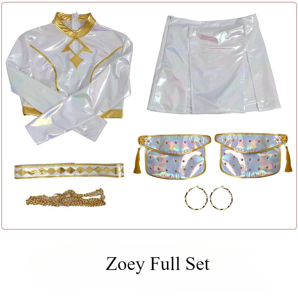 New Movie K-Pop Demon Hunters Cosplay Costume Rumi Zoey Mira White Set Adults Kids Halloween Party Props Stage Show Accessories
