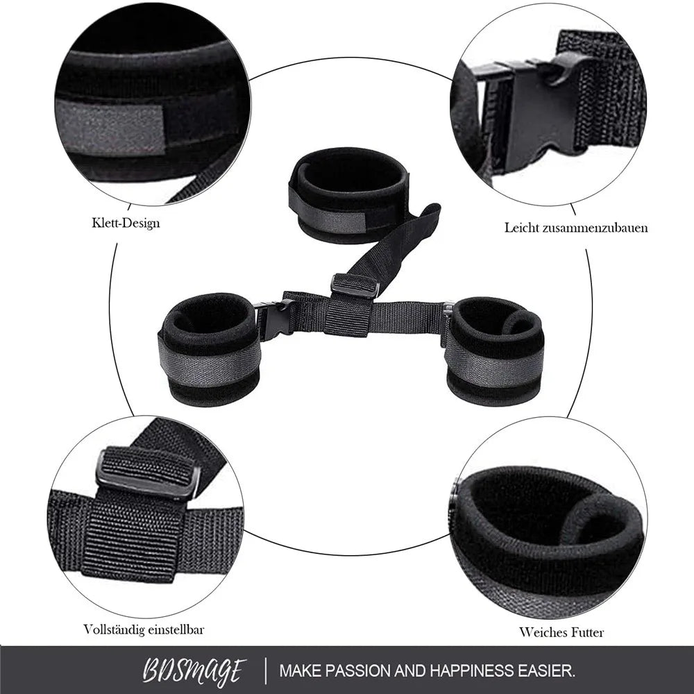 BDSM Bondage Set Adult Game Restraint Handcuff Neck Collar Wrist Mouth Gag Strap Fetish Slave Erotic Chastity Sex Toys for Woman