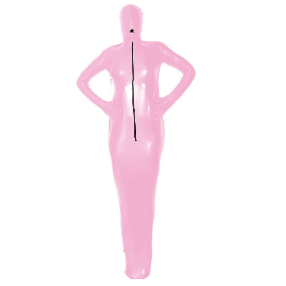 Fetish Latex Bondage Costume,Sissy Full Body Cover Catsuit,Shiny PVC,Front Zipper Bodysuit, Role Play, Erotic Outfit,Long Sleeve