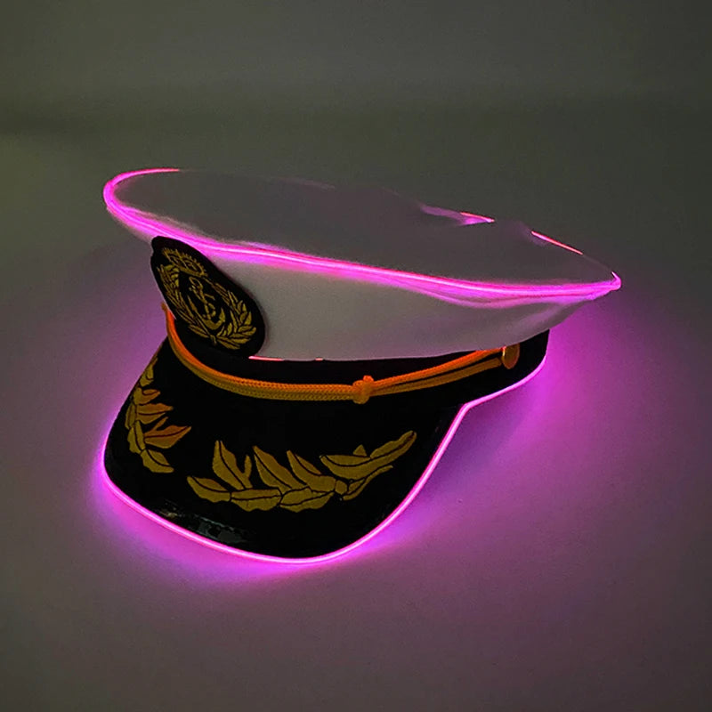 LED Pirate Hat Pirate Theme Holiday Cosplay Pirate Costume Decorations Glowing Captain Hat Colonial Tricorn Hat Woman Skull Hat