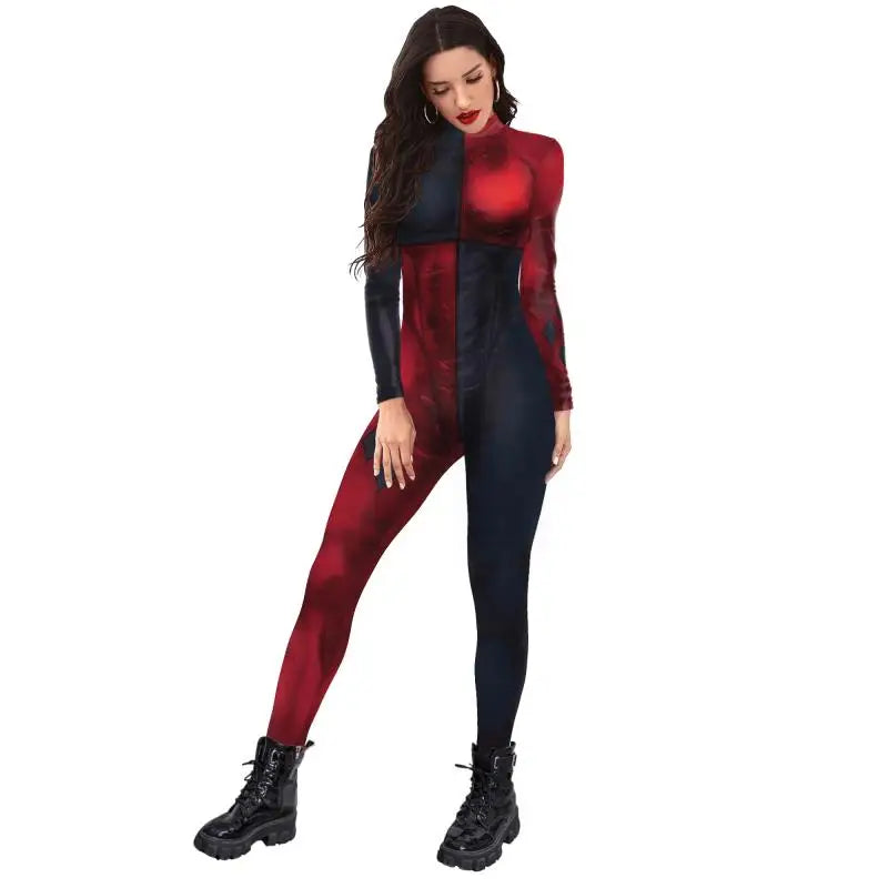 [You're My Secret] Clown Women Cosplay Costume Halloween Dress Up Matching Set Carnival Party Dress Leggings Cool Bodysuit