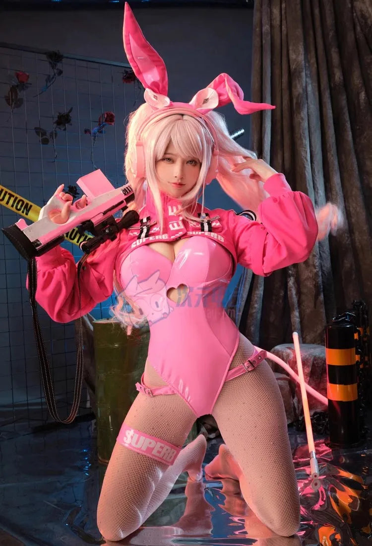 Game NIKKE The Goddess of Victory Cosplay Costumes Alice Doujin Bunny Girl Leather Uniform Suit Jumpsuit Jacket Wig Ears Tail