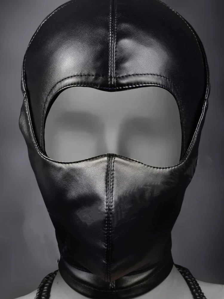 Fetish Headgear Open Mouth Eyes Bondage Party Mask Role Play Punishment Headdress Adult Couple Game Tied Face Mask Leather Socks