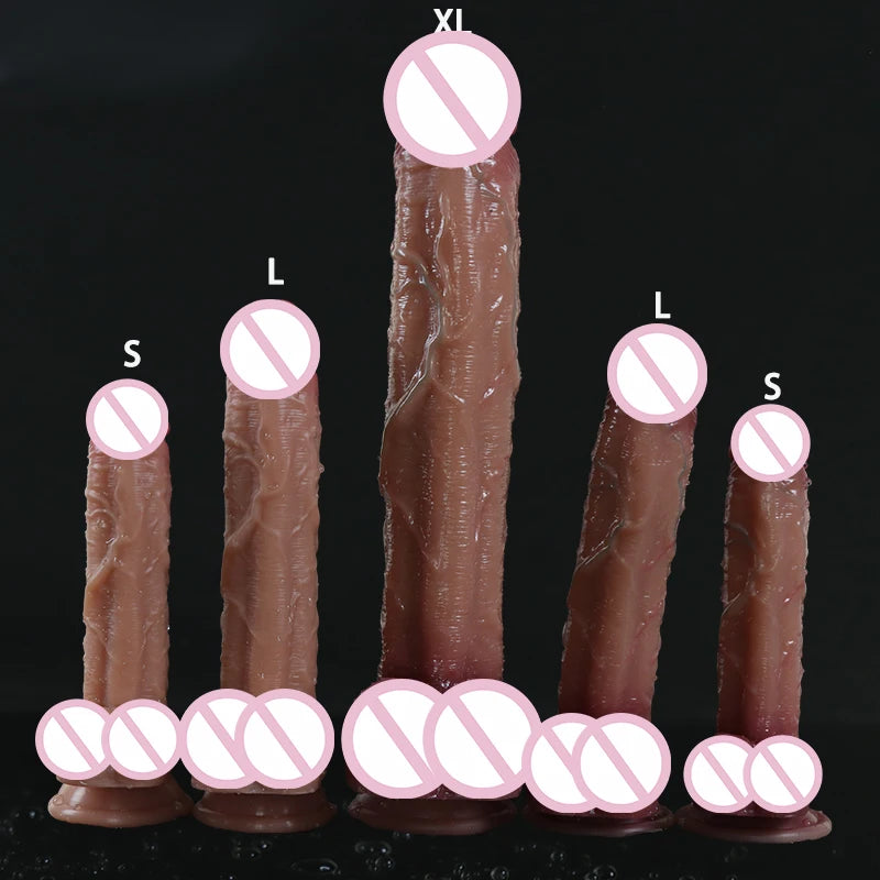 Realistic Silicone Big Dildos Fake Long Dick Penis Soft Double Layer Butt Plug Adult Sex Toys For Woman Men Vagina Anal Massage