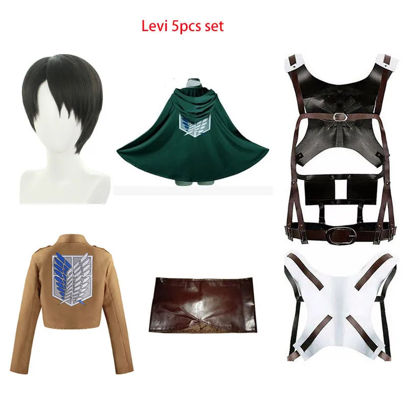 Cosplay Anime Levi Ackerman Mikasa Ackerman Cosplay Costume Eren Jaeger Outfits Hange Zoe Cosplay Costume AOT Full Set