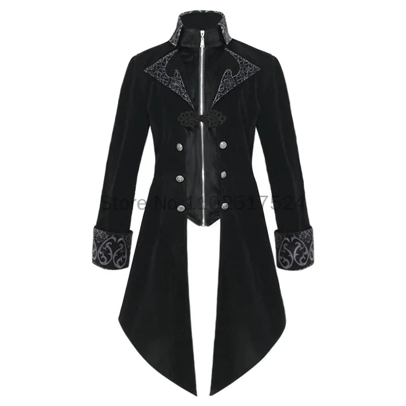2025 Steampunk Women Men Medieval Dress costume Velet Stand Collar Tailcoat Gothic Vampire Cosplay Jacket Coats S-5XL