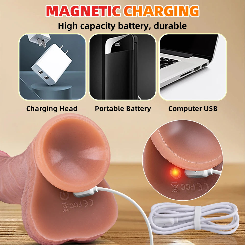 Vibrator dildo xxl realistic big cock telescopic heated spinning penis expansion vibratory massager female couple sex toys 18