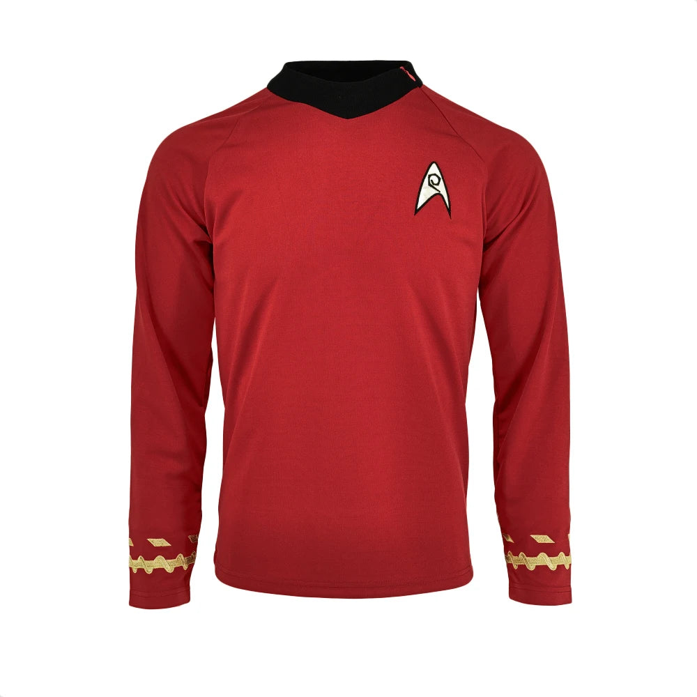 Cosplay TOS Captain Kirk Gold Shirts Spock Blue Uniforms Red Starfleet Tops for Men's Coat Halloween Party Prop