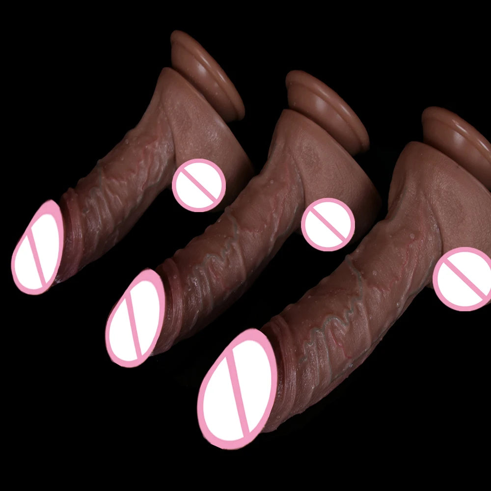 New Huge Realistic Dildo No Vibrator Big Penis Soft Skin Silicone Clear Veins Powerful Suction Cup Anal Sex Toys For Adult Woman