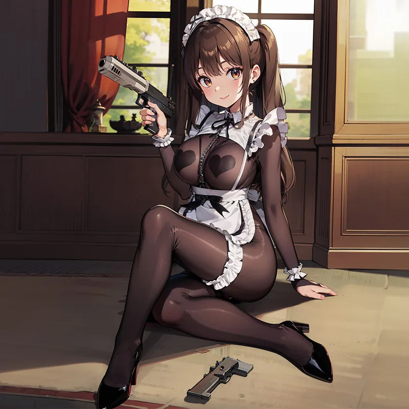Sexy Women Crotchless Lingerie Cosplay Lolita Uniform French Apron T panties Maid Dress Erotic Underwear Role Play Costumes Sets