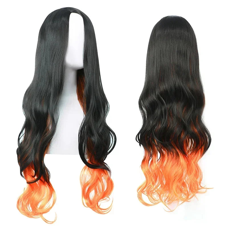 Anime Cosplay Kimetsu No Yaiba Kamado Nezuko Costume Kimono Demon Slayer Cosplay Wigs Hairs Halloween Carnival Women Outfit