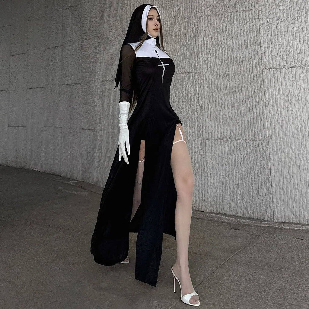 Cute Women Anime Nun Costume Cosplay Shows Outfit Sexy Ladies Halloween Performance Fancy Dress Up Sister Cos Uniform