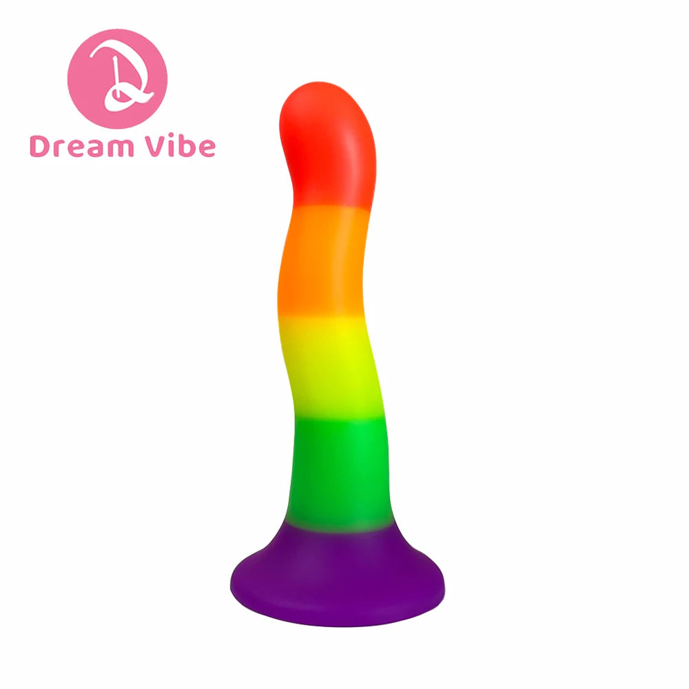 Liquid Silicone Rainbow Dildo Strong Suction Base Soft and Smooth Penetration Deep Adult Sex Toy New Anal Plug Gay Sex Penis