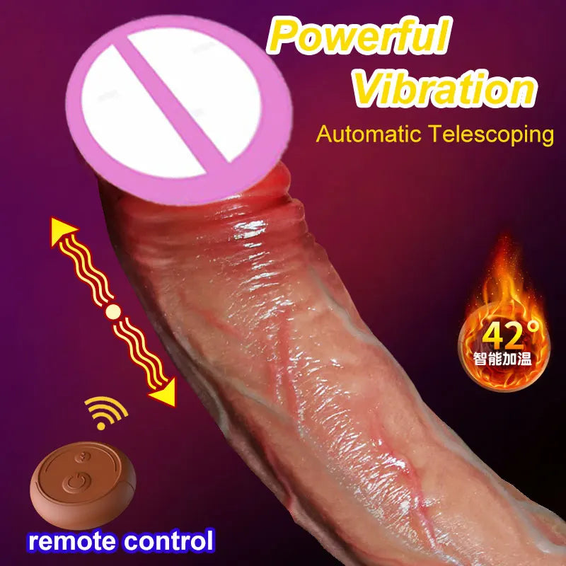 Realistic Dildo Vibrator Penis Telescopic Massager vibrating female Remote Control Masturbation Big Penis with Suction Cup