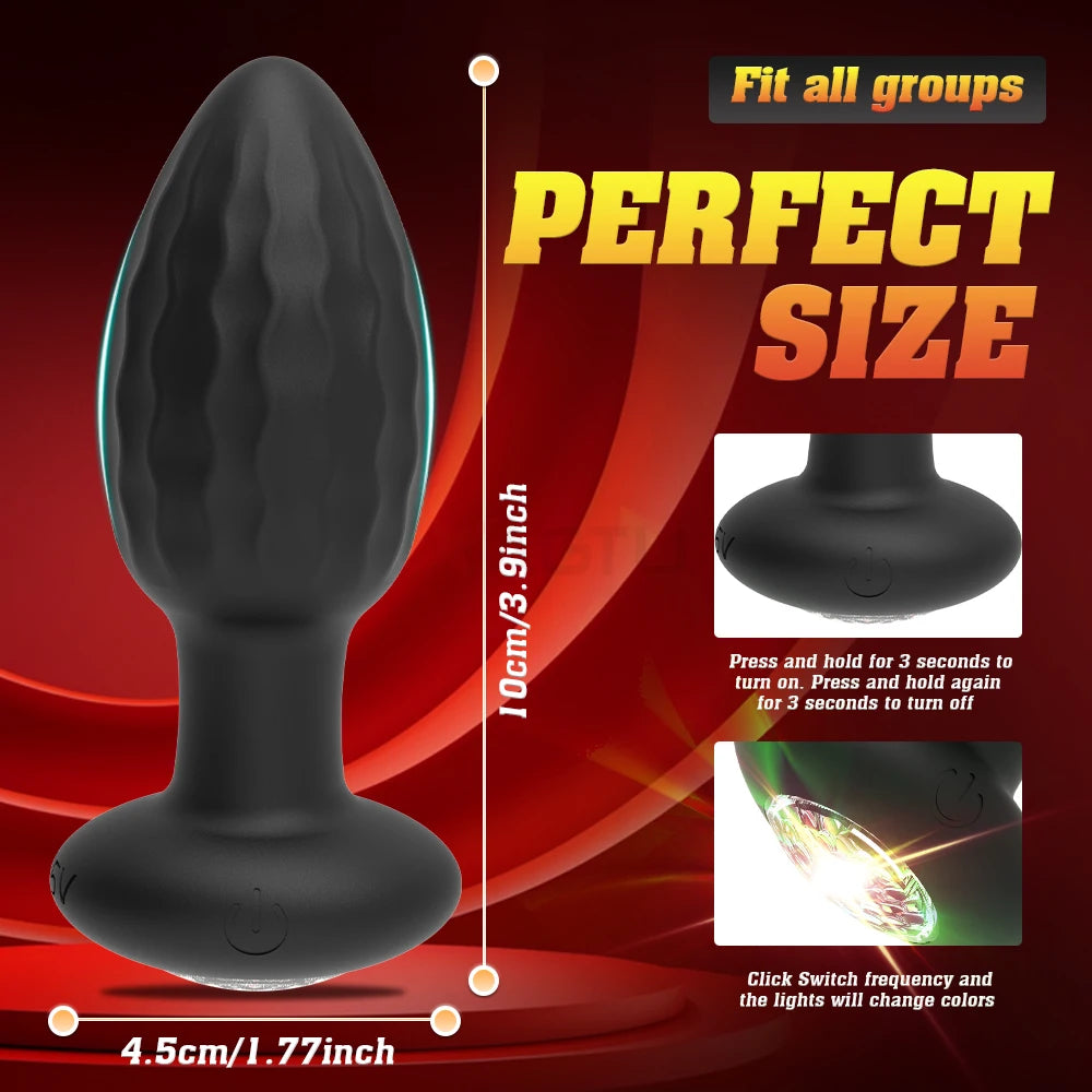 APP Control Anal Plug Vibrator with LED Light Blue-tooth Butt Plug Vibrator Prostate Massager Sex Toys for Women Men Adult