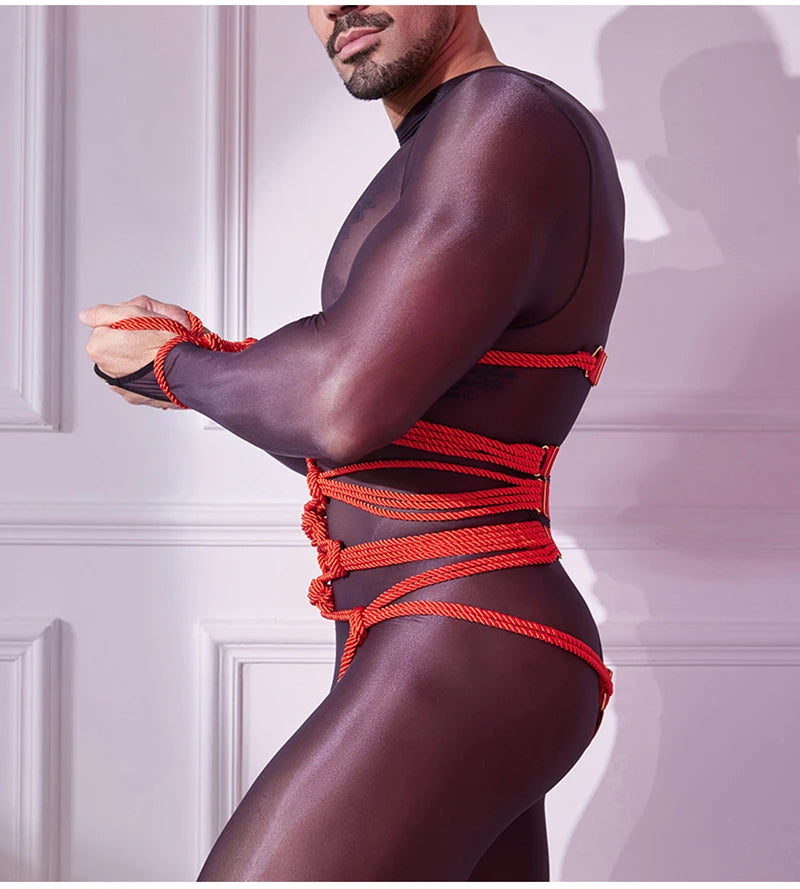 Erotic Men BDSM Rope Clothing Accessorie Sissy Belt Fetish Gay Adjustable Binding Rope Slave Cosplay Binder Restraint Tie Up