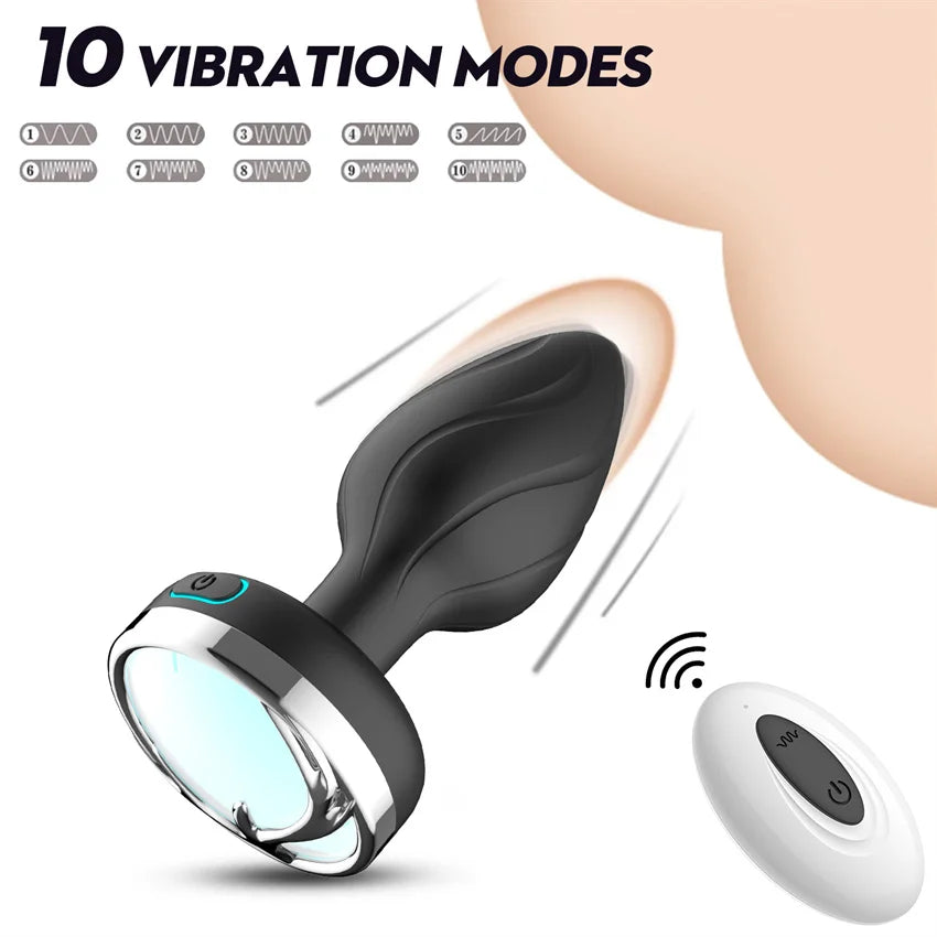 LED Colorful Light Butt Plug for Women Men Anal Plug Vibrator Prostate Massager Adults Sex Toys Wireless Remote Control Buttplug