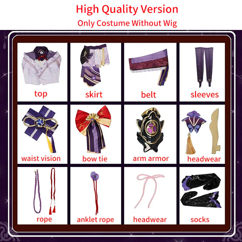 High Quality Raiden Shogun Cosplay Costume Wig Hair Game Impact Raiden Shougun Costumes Wig Set for Women Party Outfits