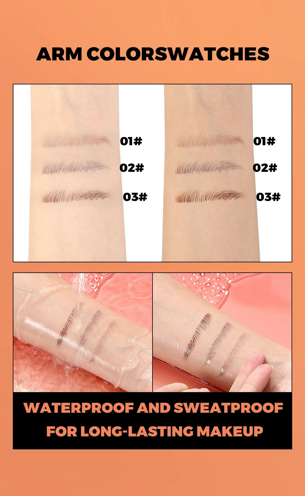 QIBEST 2 Fork Tip Liquid Eyebrow Pencil Eyeliner Lower Eyelash Pen Makeup Waterproof Lasting Quick Drying Ultra-fine Brows Pen