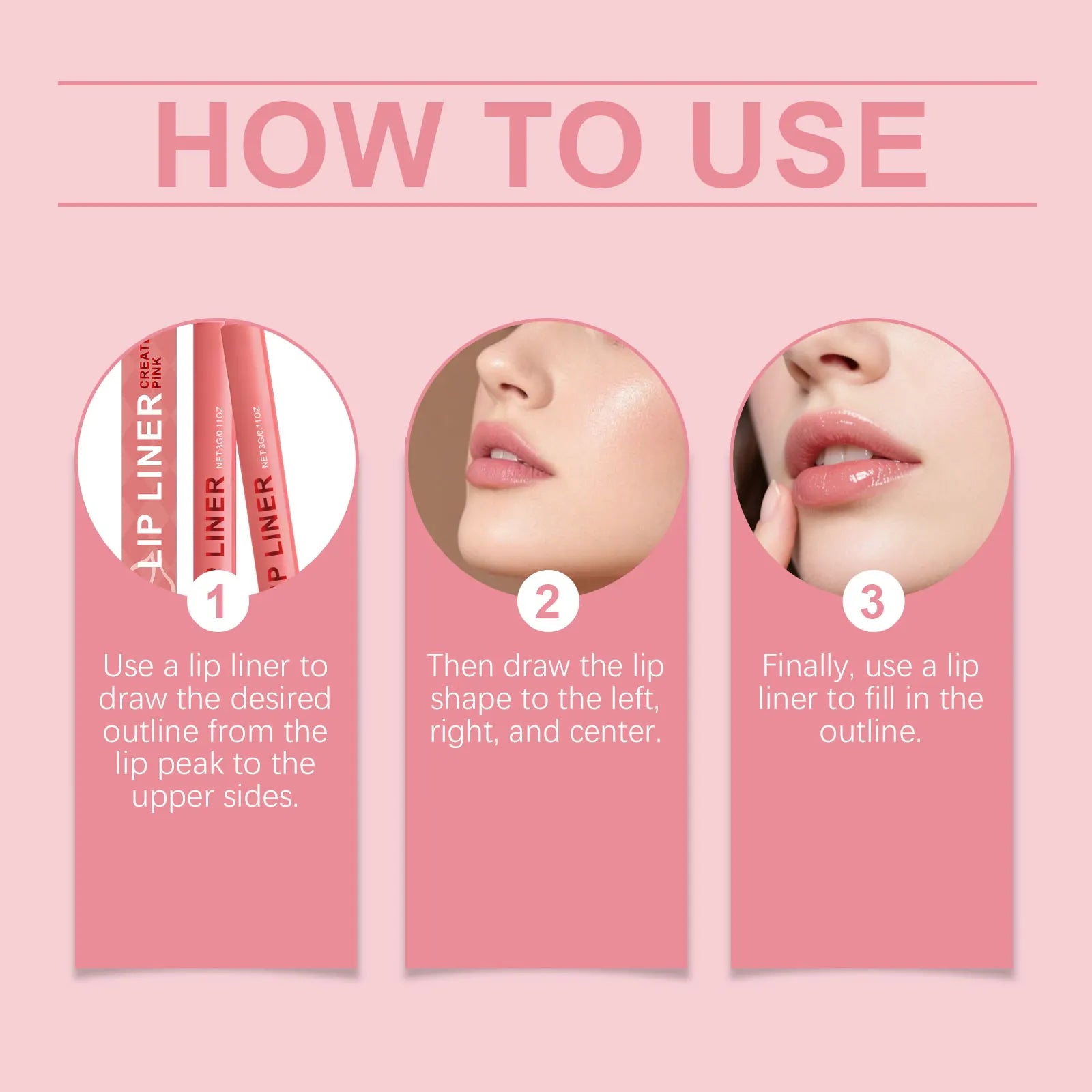 Light brown waterproof lip liner daily outline lip lines, easy to apply makeup, natural color, commuter makeup