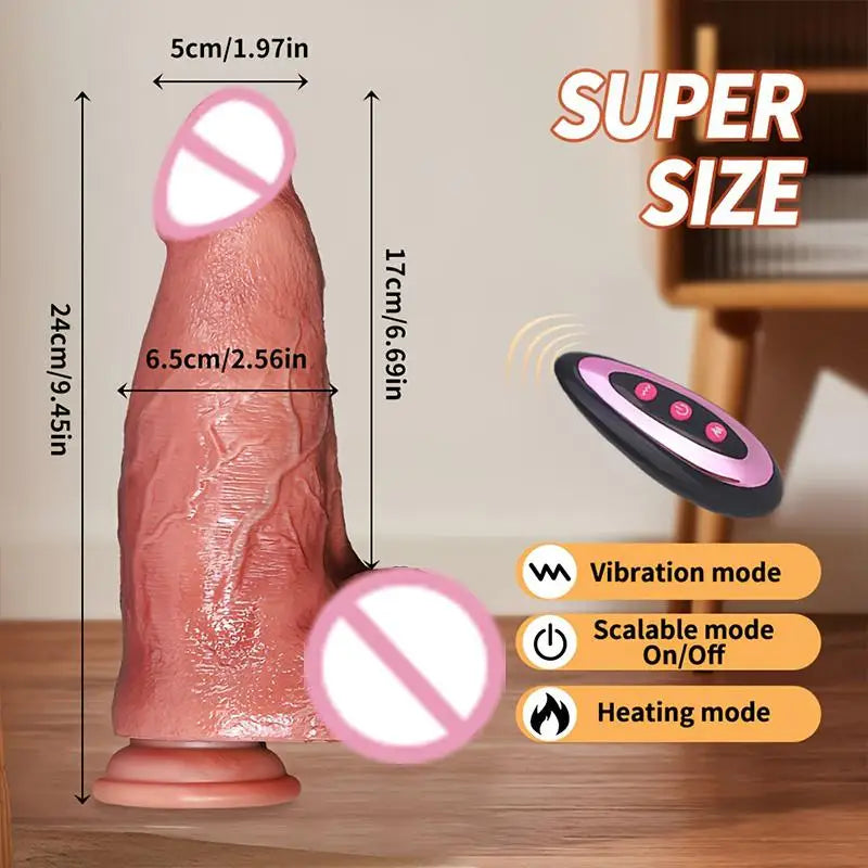 Huge Big Soft  Vibrator Heating Realistic Dildo for Woman Men Wireless Telescopic Big Dick Masturbator Penis G Spot Sex Toys