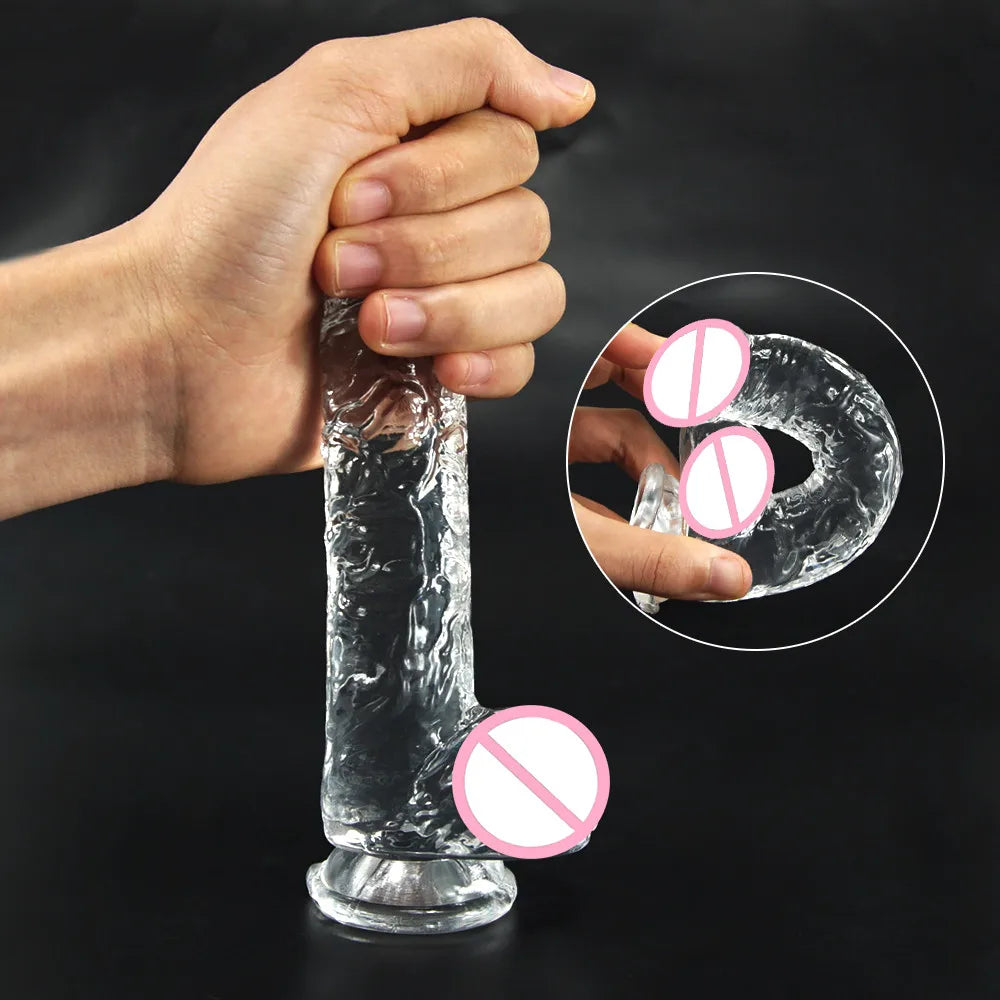 New Realistic Dildos Erotic Jelly Dildo With Super Strong Suction Cup Sex Toys for Woman Men Artificial Penis G-spot Simulation