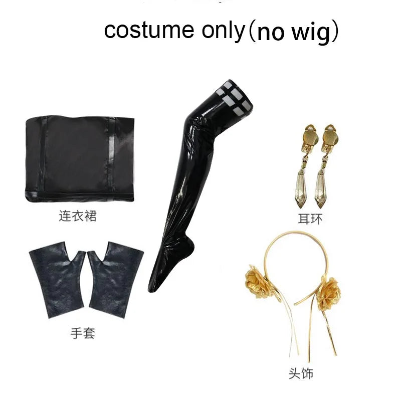 Yor Forger Cosplay costume Headband  Elastic Thigh Stockings Tights Highs Wig Earrings  Yor Forger dress full set for Comic Con