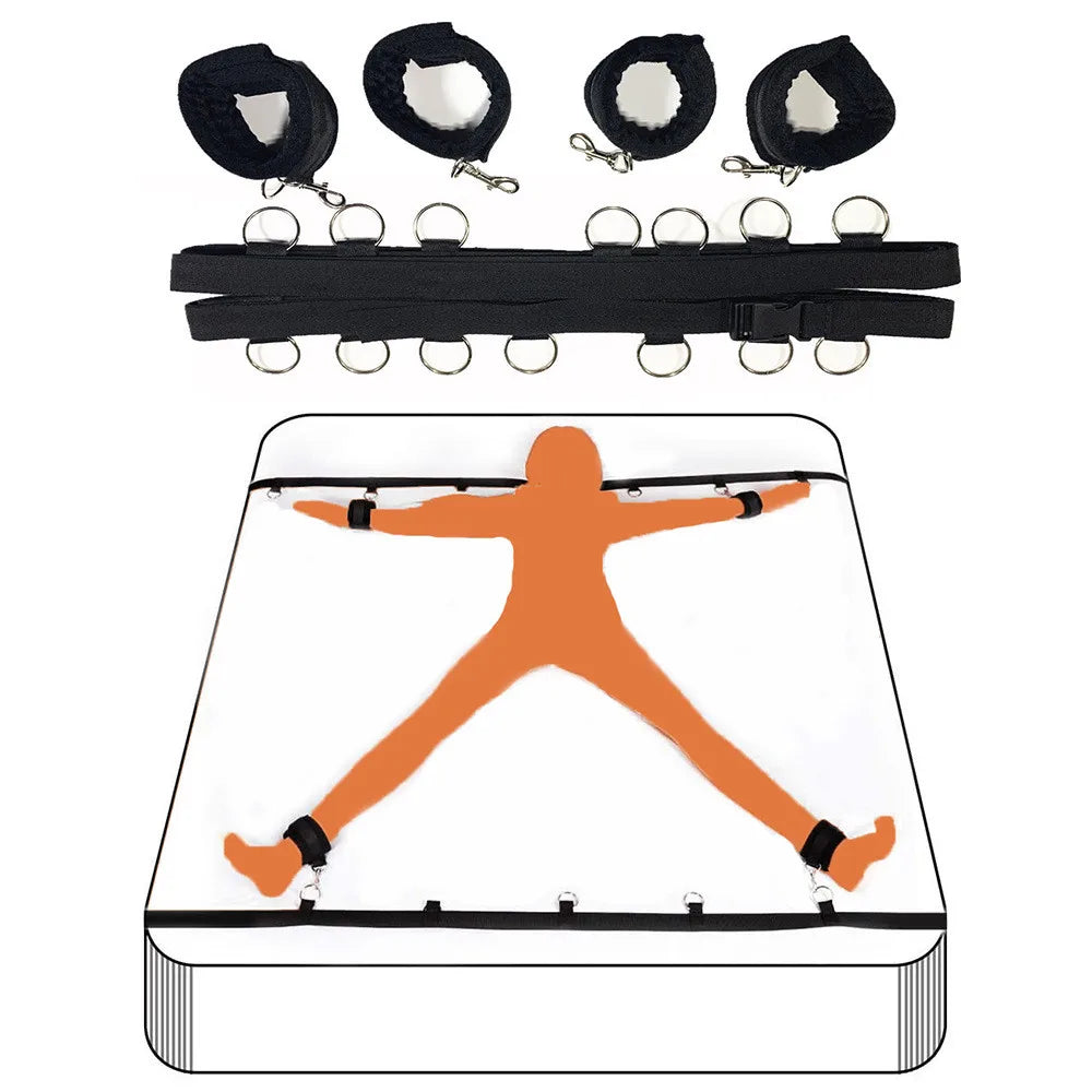 Bed BDSM Bondage Adult Erotic Sex Toys for Women Couples Games Nylon Handcuffs Ankle Cuffs Under Sextoys Sexual Accessories 18+