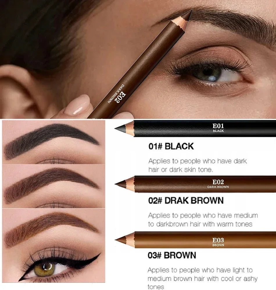 Professional Multi-Function Wooden Makeup Pencil Waterproof For Eyebrows & Eyeliner  All-in-One Precision Tip Long Wear Cosmetic