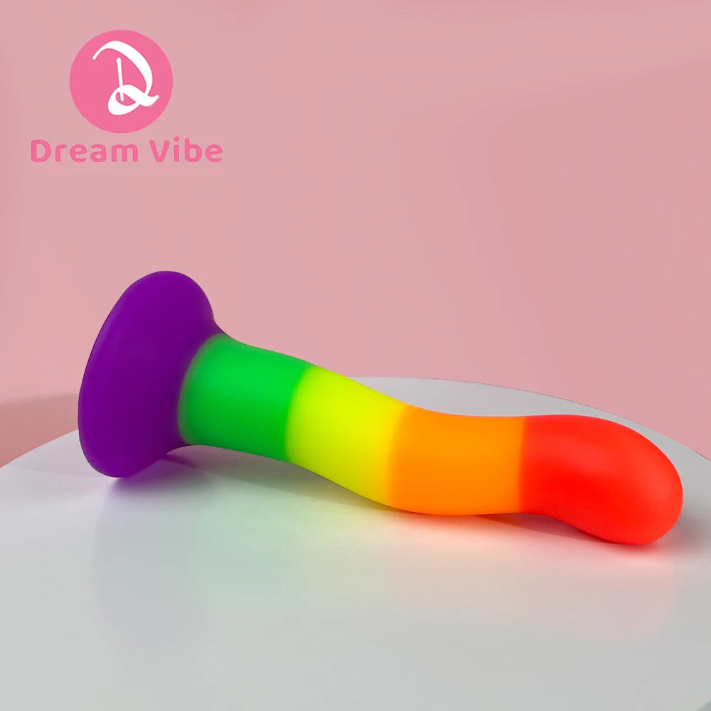 Liquid Silicone Rainbow Dildo Strong Suction Base Soft and Smooth Penetration Deep Adult Sex Toy New Anal Plug Gay Sex Penis