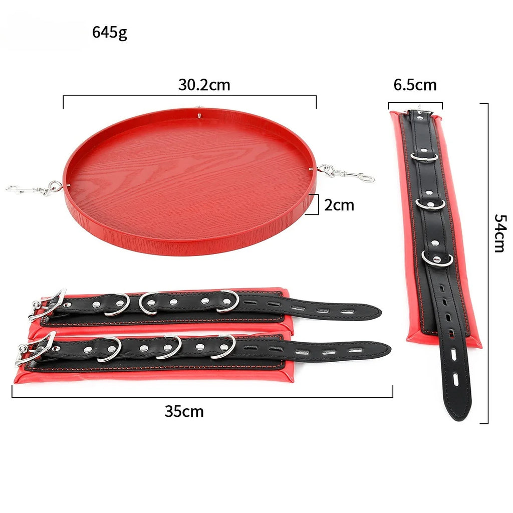 Bondage Toys Adjustable Leather Handcuffs Tray Ankle Cuffs Collar BDSM Restrsaints Erotic Adults Toys Fetish Dog Slave Sex Game