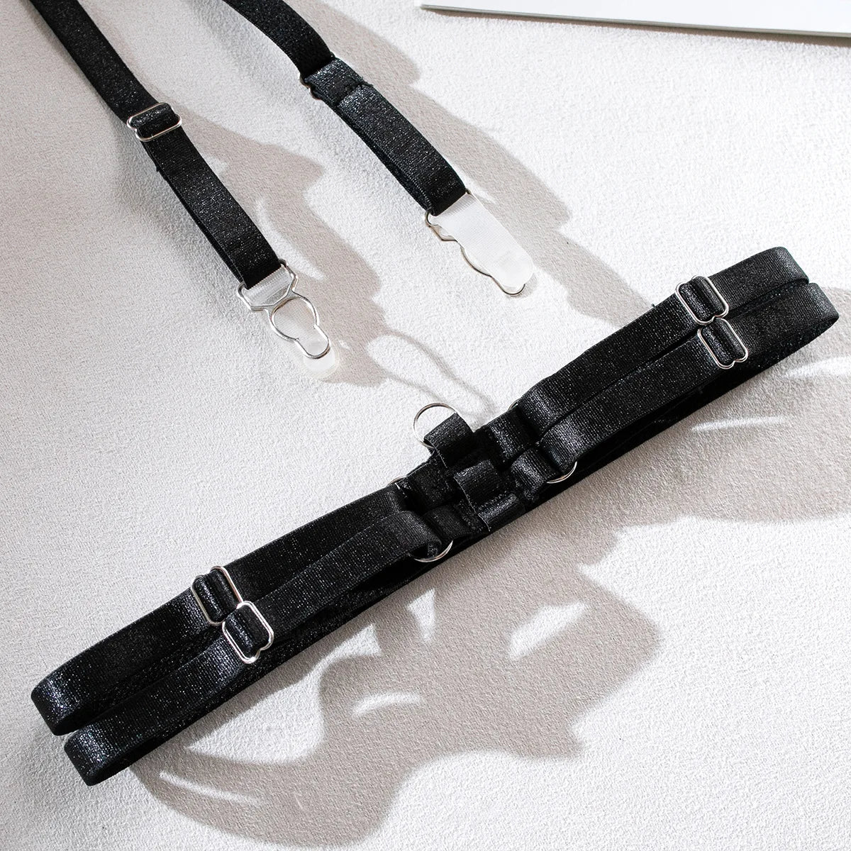 Erotic Leopard Lingerie Set - Sexy Push-Up Bra & Sheer Thong with Adjustable Garter Belt Velvet 4-Piece Bondage Kit Outfits