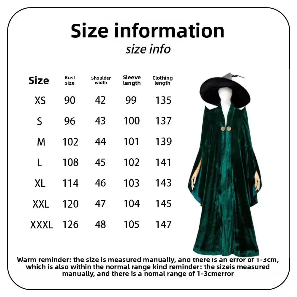 School of Witchcraft and Wizardry Costume Professor Mileva McGonagall Hogwarts College Presidentis Robe Halloween Costume