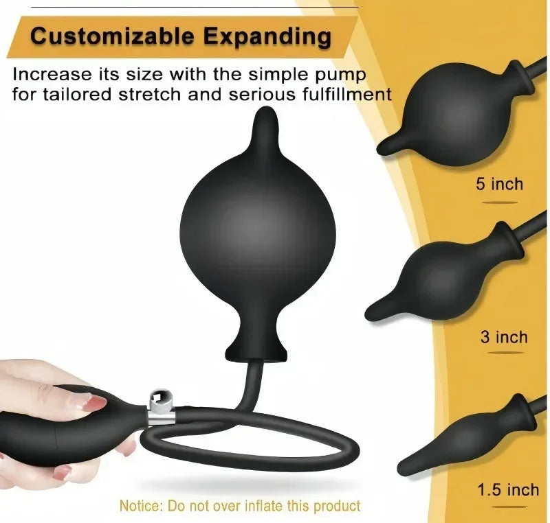Body-Safe Silicone Expand Inflatable Anal Plug for Men Women Waterproof, Butt Plug Prostate Massager Adult Sex Toys Gay Anal Toy