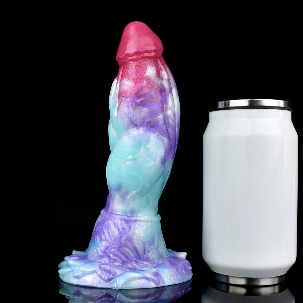 ELKKOST Large Fantasy Dragon Penis Size S M L Sex Toys with Sucker Long Colorful Dildo Silicone Anal Sex Toys Butt Plug