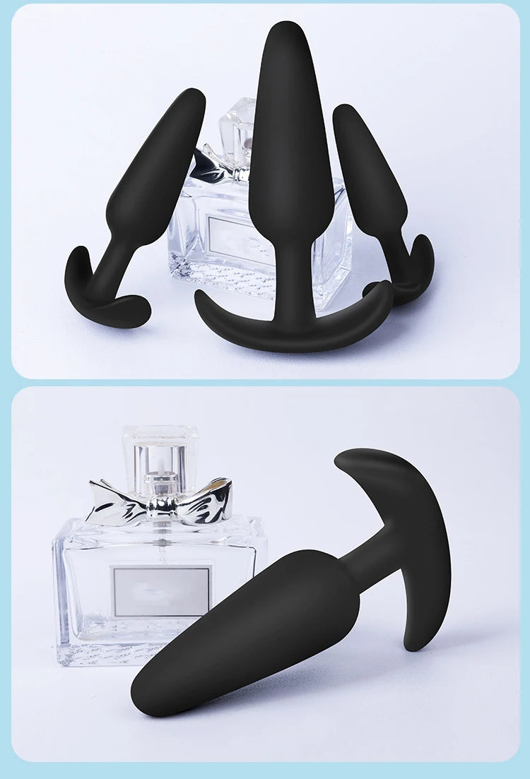 3 Different Size Anal Plug Soft Silicone Anal Butt Plug Stimulator Adult Sex Toys for Men/Women Prostate Massager Anal Trainer