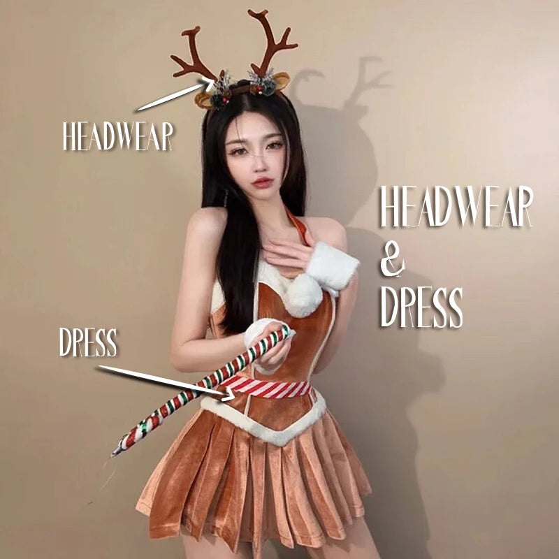 Christmas Cosplay Costume Sexy Reindeer Rudolph Xmas Party Performance Photoshooting Tempting Uniform Hot Seductive Pure Desire