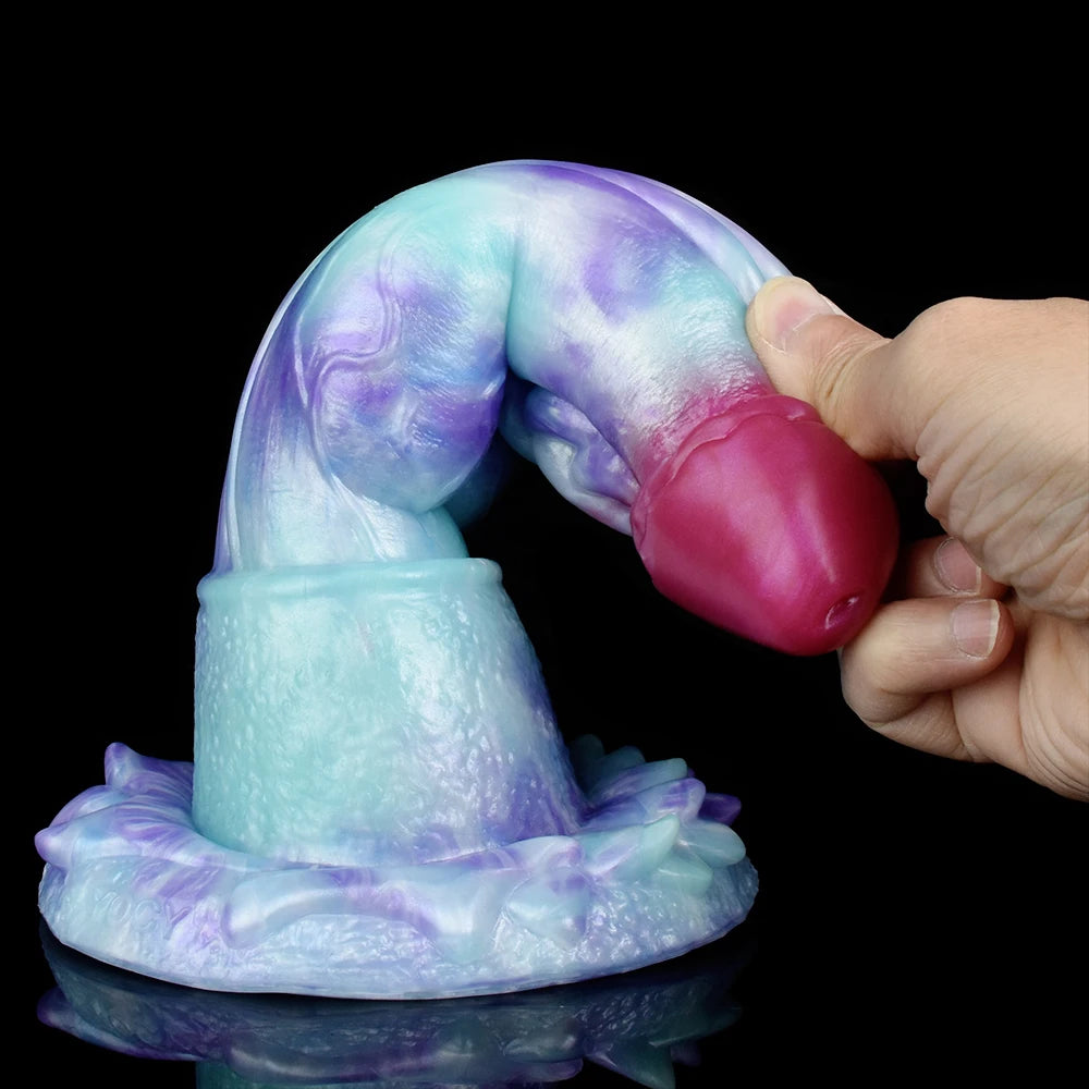 ELKKOST Large Fantasy Dragon Penis Size S M L Sex Toys with Sucker Long Colorful Dildo Silicone Anal Sex Toys Butt Plug