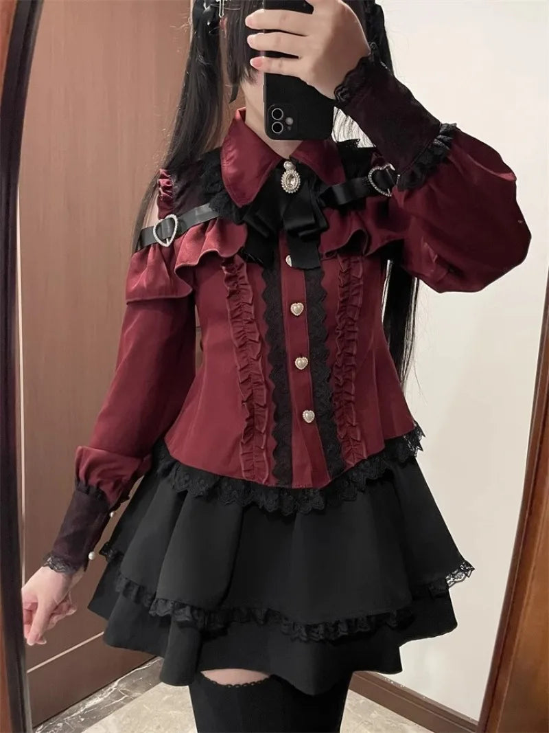 Jirai Kei Outfit Lolita Girl Cosplay Jk Uniform Cute Dress Black Skirt Women Costume Stage Performence Clothes Anime Dresses