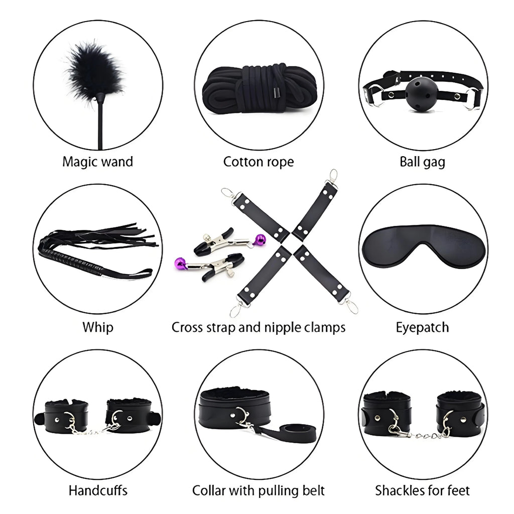 bondage kit, restraint set, BDSM gear, couples sex toys, adult novelty, BDSM accessories, couples play, adult bondage toys