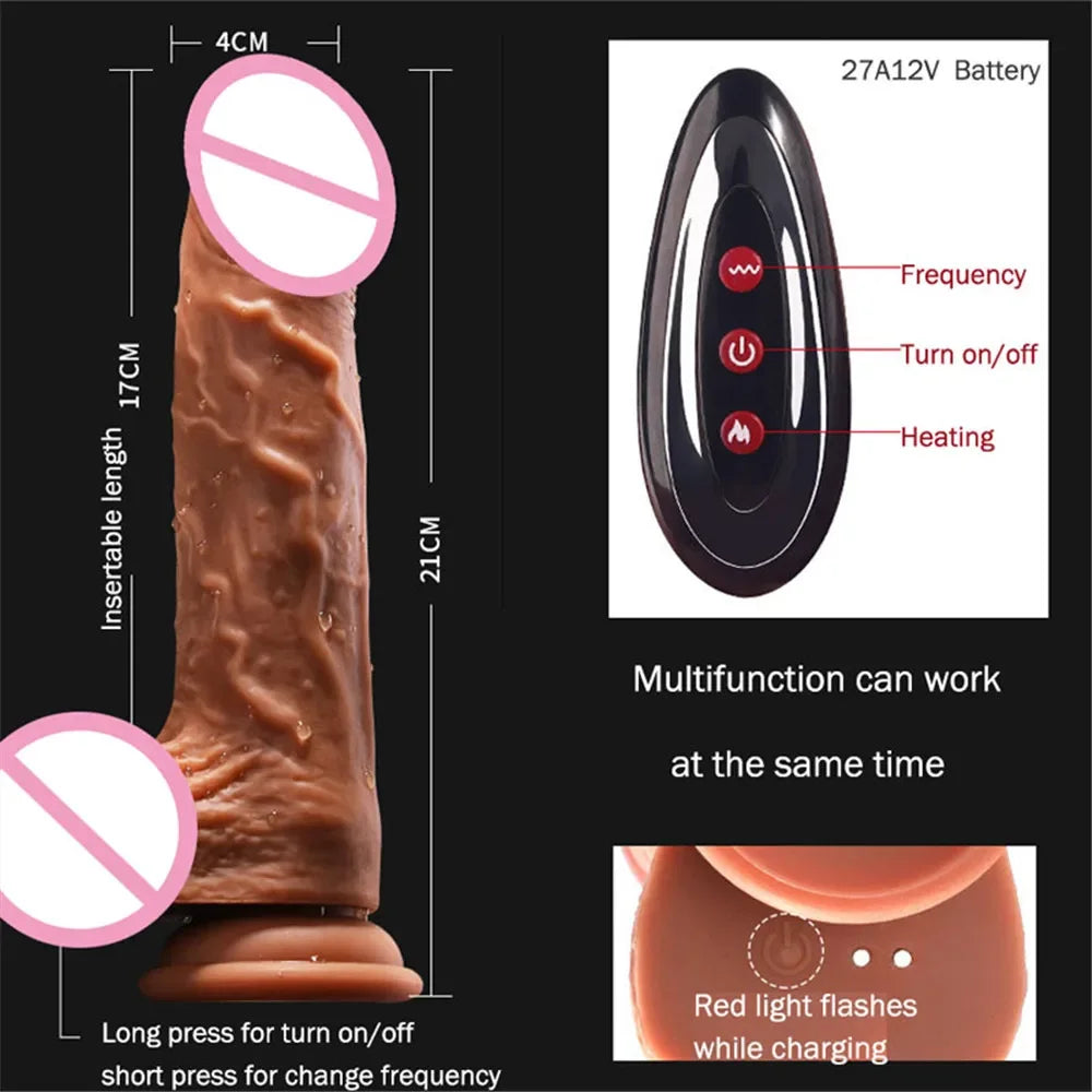 Realistic Dildo Vibrator for Women Sex Toys Heating Big Cock Remote Control Penis Telescopic Vibrators Female Stimulator Machine