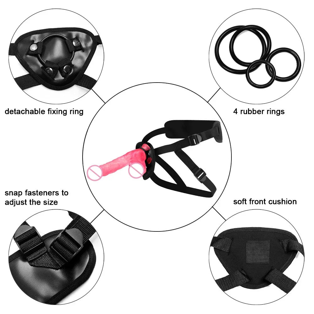 Lesbian Strap on Erotic Panties Aldult Bondage Gear Women's Wearable Briefs Anal Vaginal Masturbators Sex Toy T-back Fixed Dildo