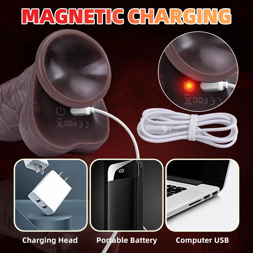 Vibrator dildo xxl realistic big cock telescopic heated spinning penis expansion vibratory massager female couple sex toys 18